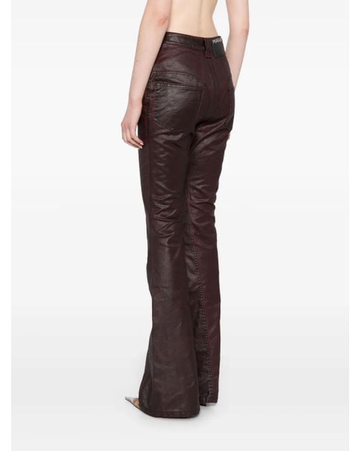 Mugler Black Waxed Flared Jeans