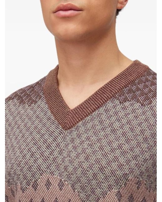 RETORI Brown Reversible Jacquard-Knit Vest for men