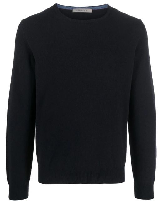 Corneliani Blue Crew-Neck Fine-Knit Jumper for men