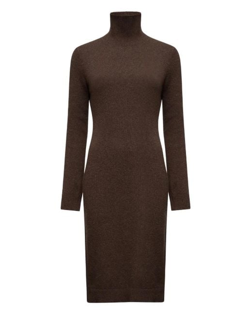 MM6 by Maison Margiela Brown Midikleid Mit Stehkragen