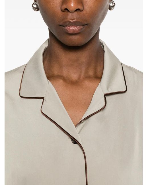 The Row Natural Contrast Trim Pocket Shirt