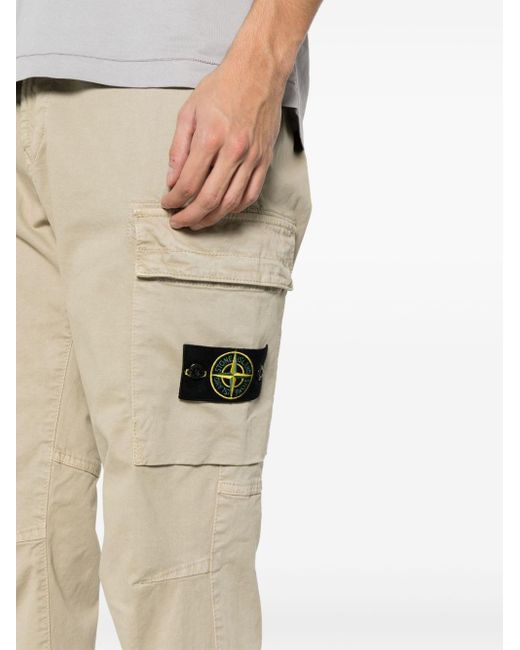 Stone Island Natural Compass-patch Tapered-leg Trousers for men