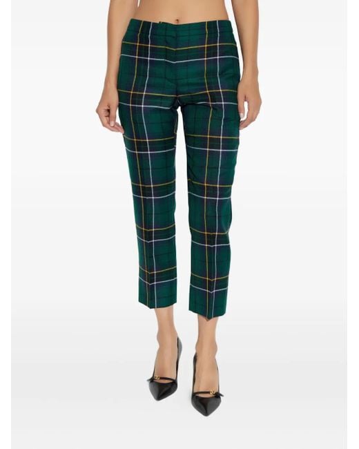 Alexander McQueen Green Plaid Wool Trousers