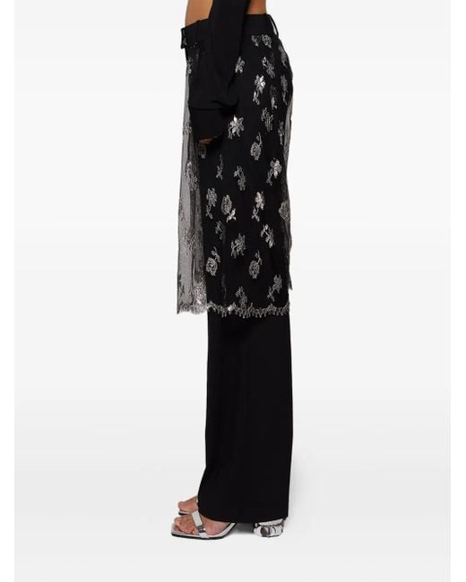 Christopher Esber Black Floral-Lace Trousers