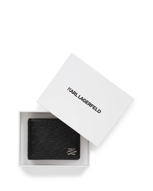 Karl Lagerfeld Black K/Autograph Monogram-Embossed Wallet for men