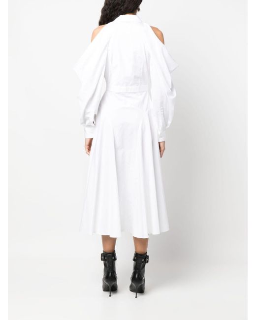 Robe-chemise en coton à épaules dénudées Alexander McQueen en coloris White