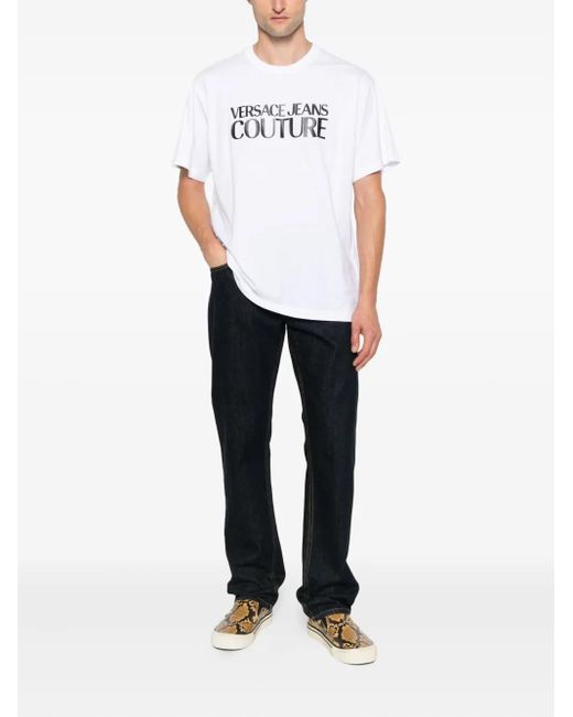 Versace Jeans Couture White Logo-Print T-Shirt for men