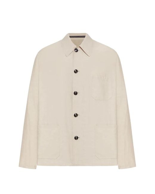 Giorgio Armani White Buttoned Chest-Pocket Overshirt for men