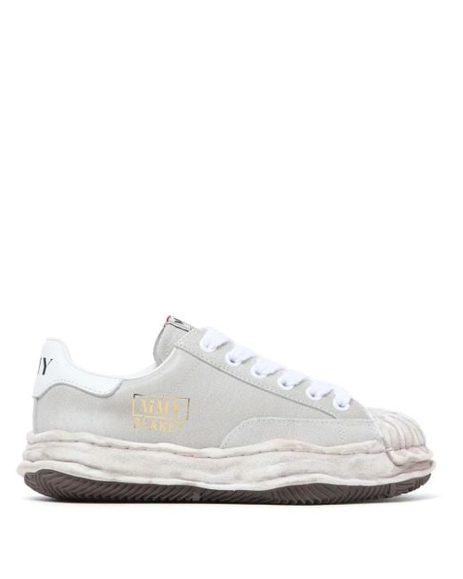 Maison Mihara Yasuhiro White Blakey Distressed-Effect Leather Sneakers