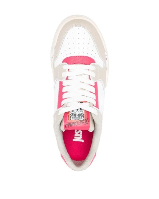 Just Cavalli White Panelled Lace-Up Sneakers