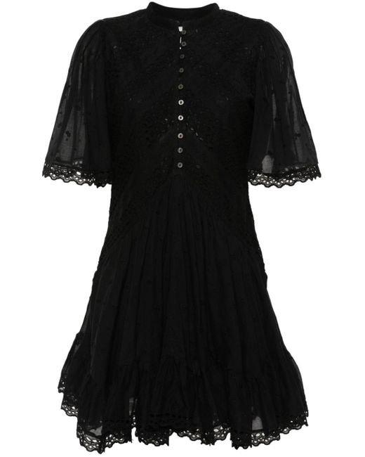 Isabel Marant Slayae Broderie Anglaise Mini-jurk in het Black