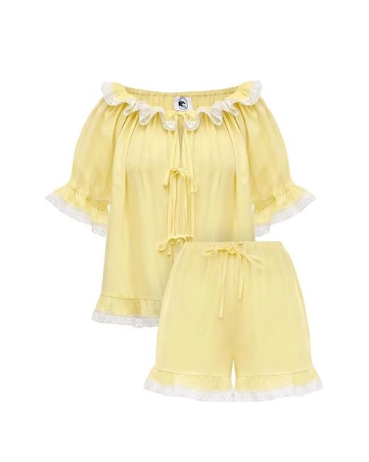 Sleeper Yellow Romantica Lace-Trim Pajamas