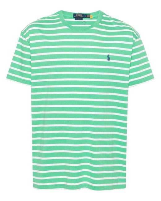 Polo Ralph Lauren Gestreept T-shirt Met Borduurwerk in het Green voor heren