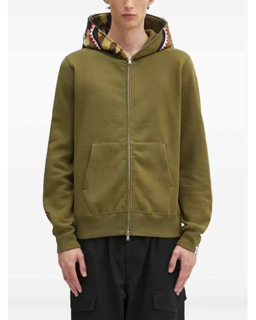 A Bathing Ape Green Camo-Shark Hoodie for men