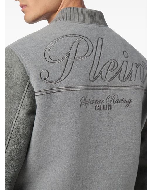 Philipp Plein Gray Plein Club Bomber Jacket for men