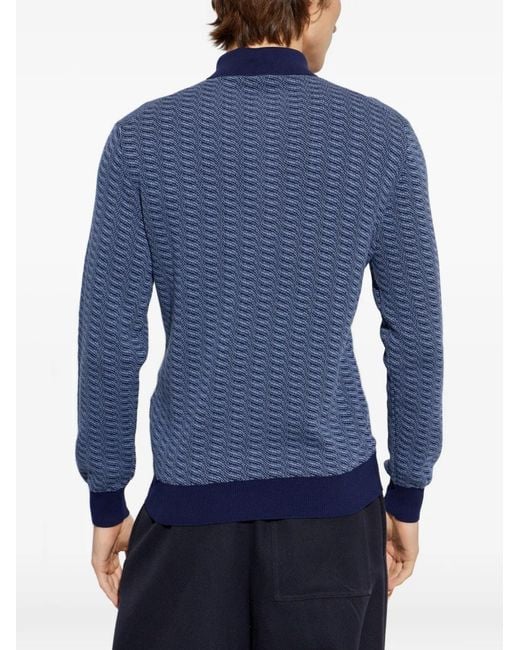 Etro Blue Patterned Buttoned Polo Shirt for men