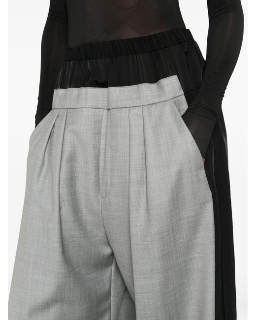 Lutz Huelle Gray Pleated Wide-Leg Trousers