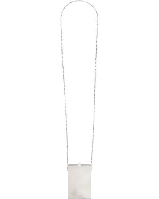 Ambush White Silver Tone Card Case Necklace for men