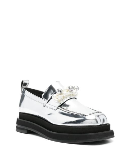 Simone Rocha White Heart Toe Platform Loafers