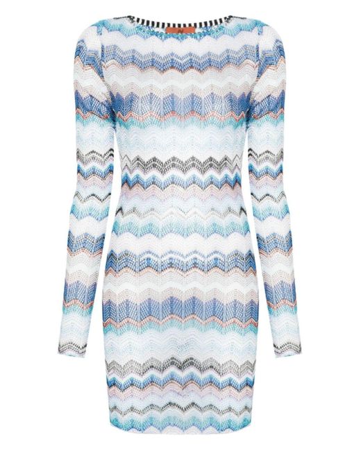 Missoni Blue Zigzag Crochet Beach Dress