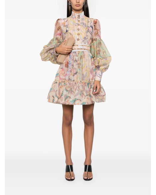 Zimmermann Pink Illustration Mirror Mini Dress
