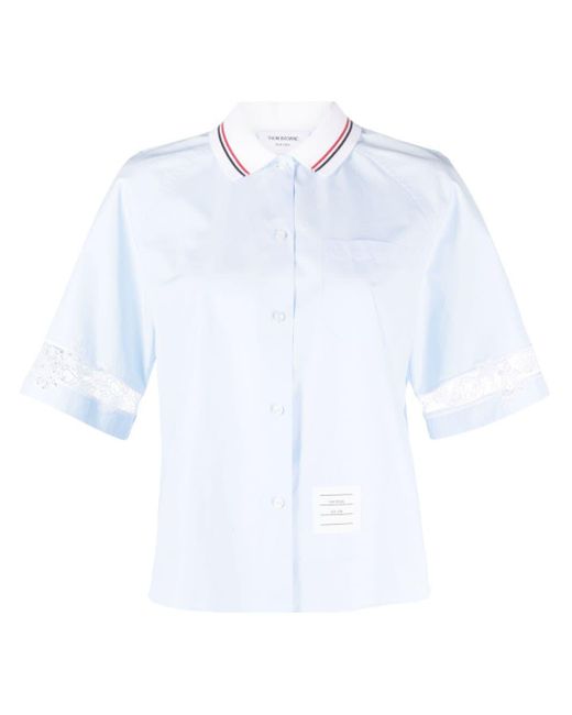 Thom Browne White Broderie Anglaise Cotton Shirt