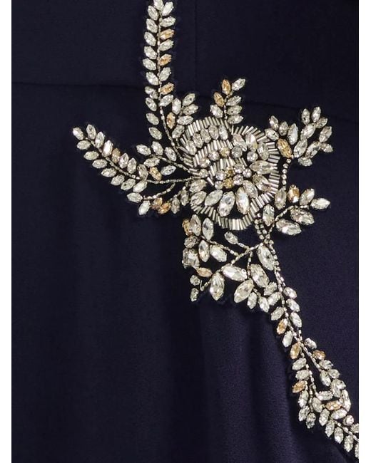 Erdem Blue Embellished Flutter-Sleeves Midi Dress