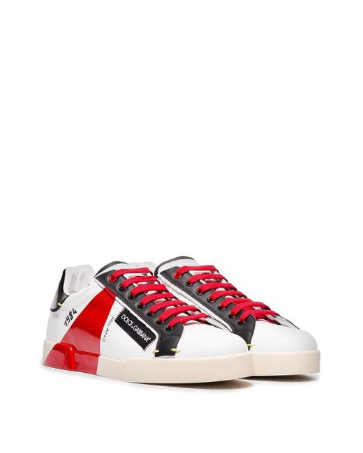 dolce and gabbana sneakers red and white
