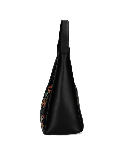 Just Cavalli Black Floral Snake Shoulder Bag