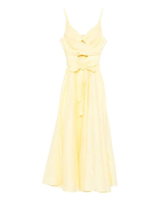 Zimmermann Yellow Shirred Mini Dress With Adjustable Straps And Cut-Out Detail