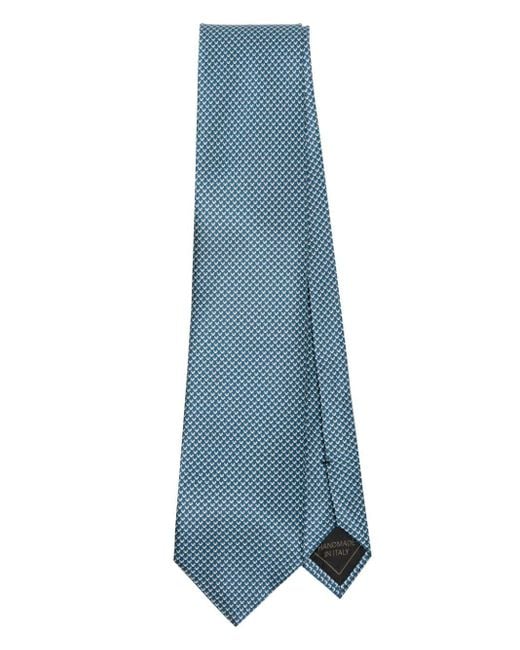 Brioni Blue Geometric-jacquard Silk Tie for men