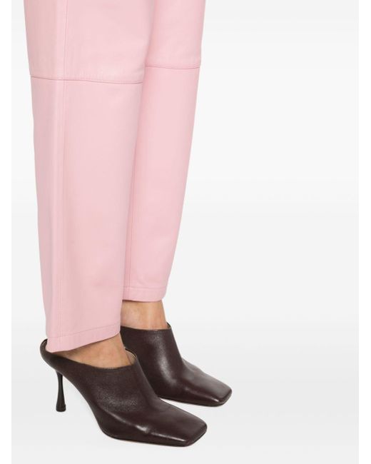 Arma Pink Tapered Leather Trousers