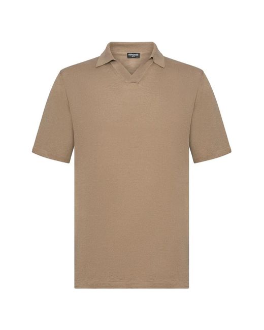 Franzese Collection Natural V-Neck Ribbed T-Shirt for men