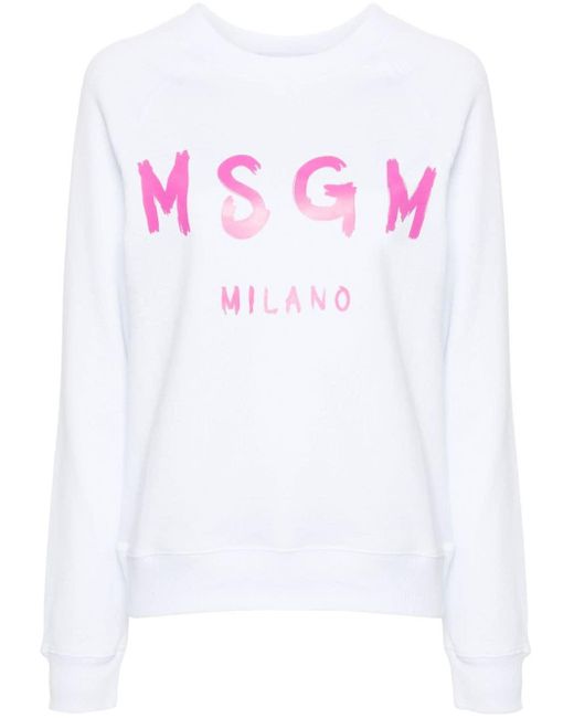 MSGM White Sweatshirt mit Logo-Print