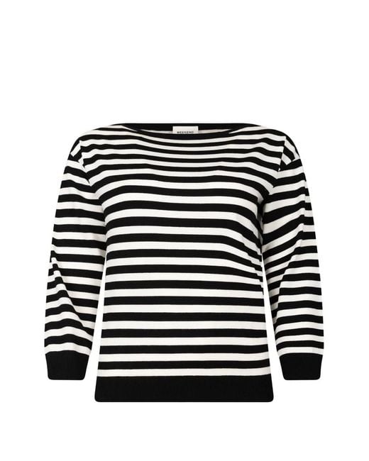 Weekend by Maxmara Black Striped Boat-Neck Sweater