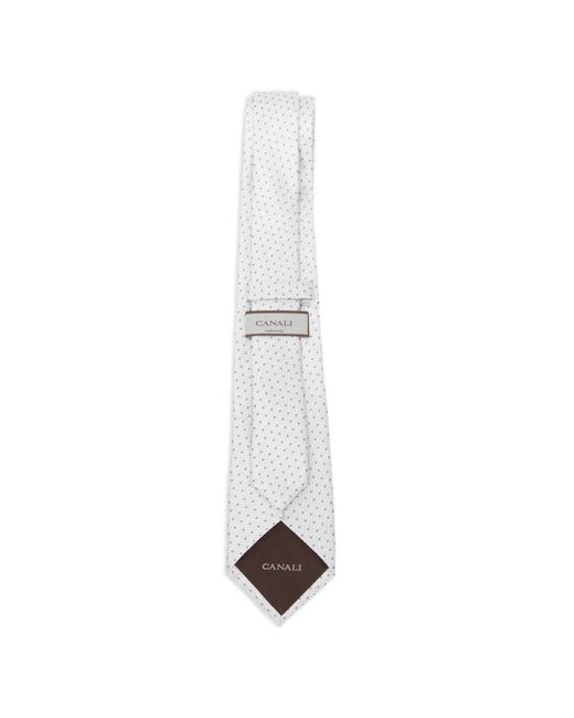 Canali White Patterned Tie for men