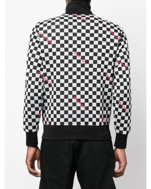 Palm Angels Black Damier-Print Track Jacket for men