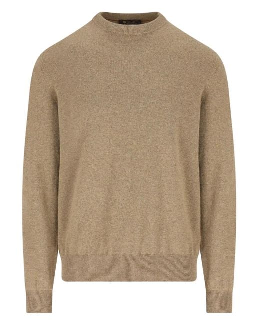 Loro Piana Brown Crew-Neck Cashmere Sweater for men