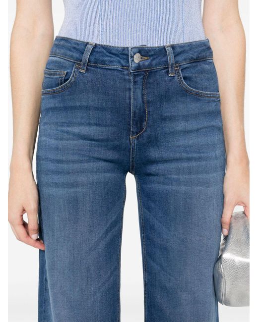 Liu Jo Blue High-waisted Cropped Flared Jeans