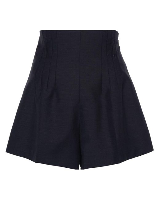 Prada Blue Ausgestellte High-Waist-Shorts
