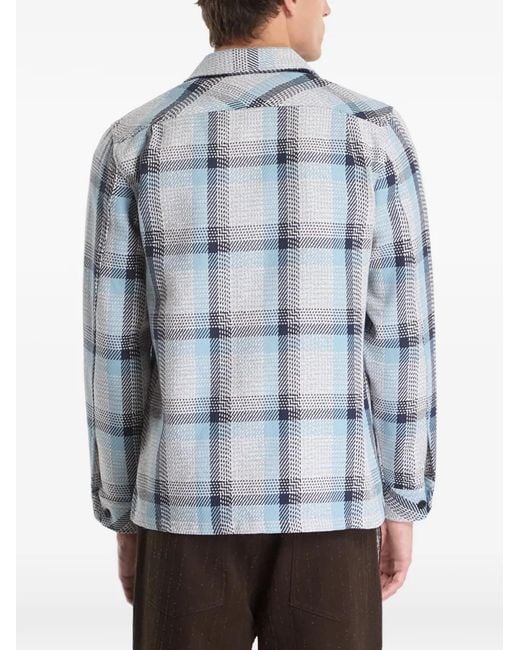 Samsøe & Samsøe Blue Check-Pattern Button-Down Shirt Jacket for men