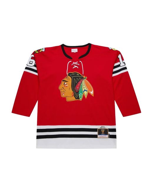 Mitchell & Ness Red 1960 Chicago Blackhawks Dark Hockey Jersey T-Shirt for men