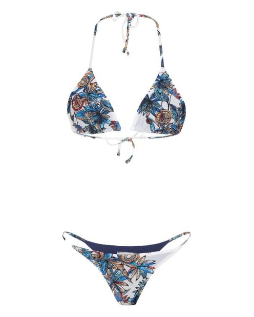 Amir Slama White Floral-Print Bikini
