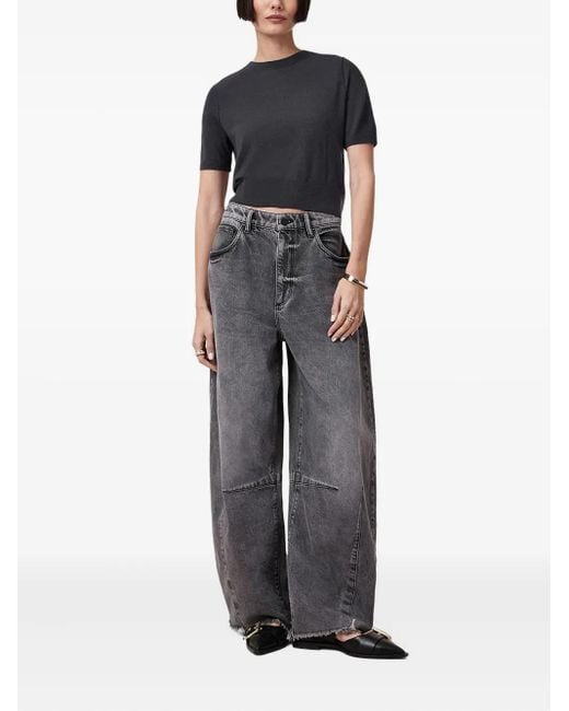 AllSaints Gray Short-Sleeve Crew-Neck Top