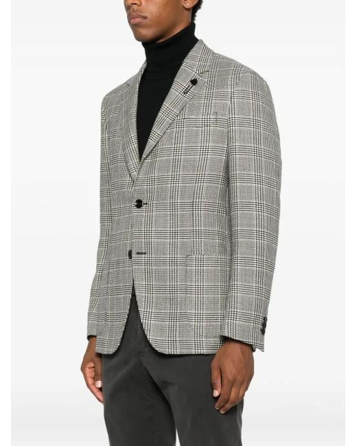 Lardini Gray Checked Two-Button Blazer for men