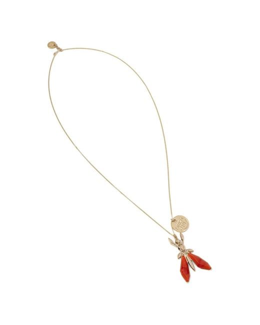 Patrizia Pepe White Fly-Pendant Necklace