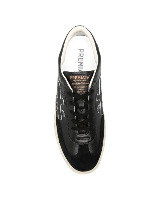 Premiata White David Logo-Patch Sneakers for men