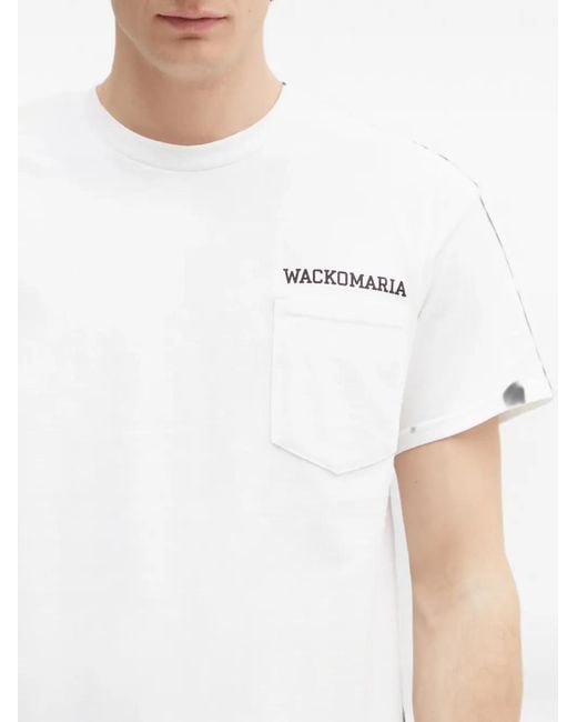 Wacko Maria White X Keith Haring Graphic-Print Pocket T-Shirt for men