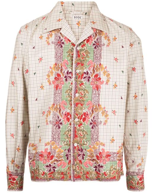 Bode Pink Floral-print Cotton Shirt for men