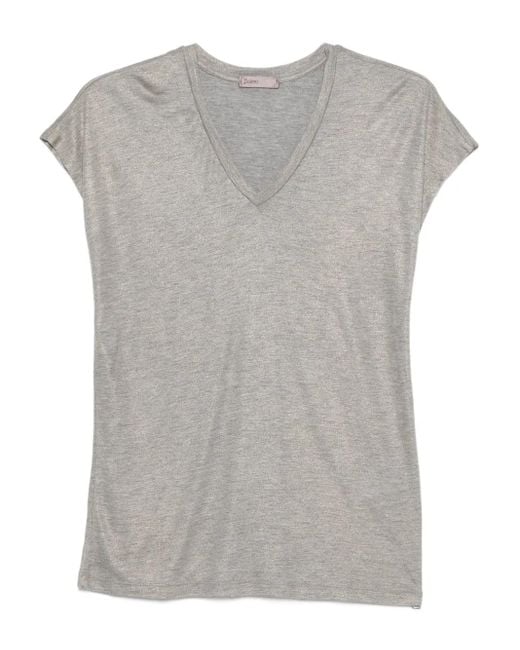Herno Metallic T-Shirt Met V-Hals in het Gray